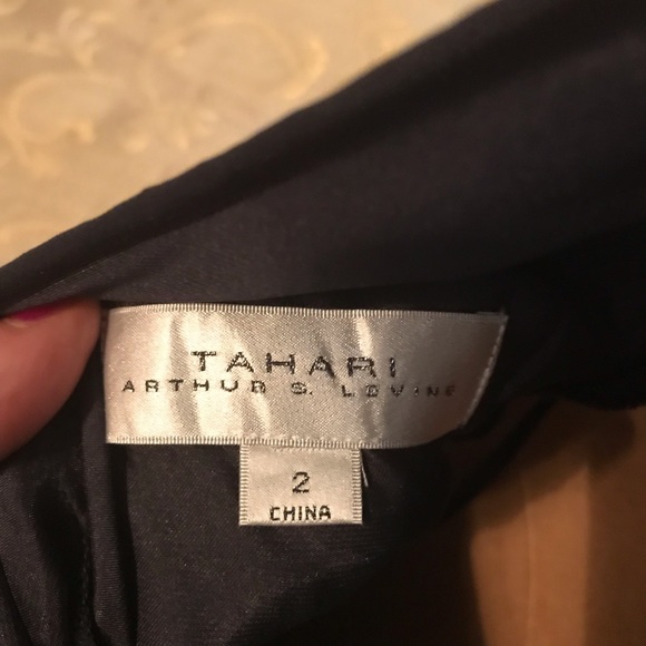 Tahari Navy blue gown with sequined jacket - Picture 7 of 12